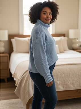 Philosophy Light Blue Ribbed Turtleneck Sweater